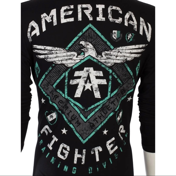 American Fighter Mens Long Sleeve Shirt ABRAHAM Premium Athletic Black S-3XL - Picture 12 of 13